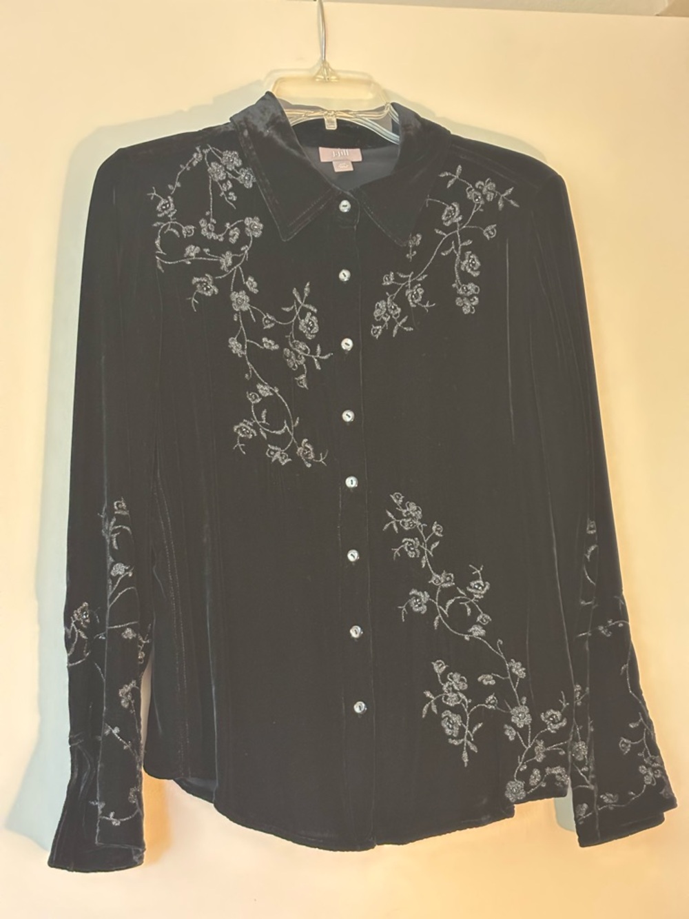 J. Jill Black Velvet Button-Front Blouse/Jacket